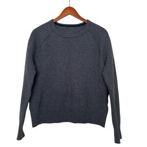 Women's Classic grey sweater, round neck, Size S Extra Fine Merino Wool Nylon